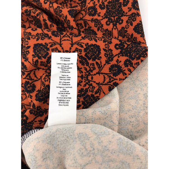 Lula Roe M Skirt Cassie Midi Pencil Orange Blue Floral Fall Witchycore Stretchy - Picture 6 of 7